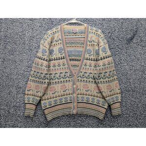 VTG Lady Clansman Cardigan Womens M Floral Grandma Cottagecore Scottish Wool